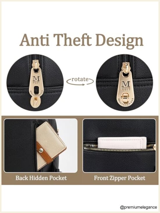 Mini Backpack Purse Anti Theft Faux Leather Travel Backpack with Lock